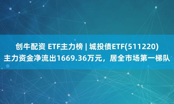 创牛配资 ETF主力榜 | 城投债ETF(511220)主力资金净流出1669.36万元，居全市场第一梯队